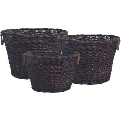 vidaXL Set de 3 cestas para leña - Almacenamiento de leña vidaXL Set de 3 cestas para leña - Almacenamiento de leña