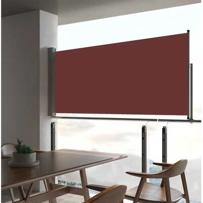vidaXL Uitklapbare zijmarkies 60x300 cm Bruin - Zijmarkies vidaXL Uitklapbare zijmarkies 60x300 cm Bruin - Zijmarkies