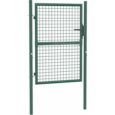 vidaXL Puerta de Valla de Acero 100x125 cm Verde - Puerta de Cerca vidaXL Puerta de Valla de Acero 100x125 cm Verde - Puerta de Cerca