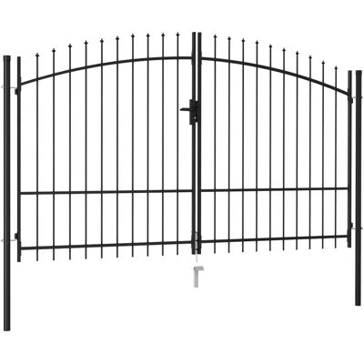 vidaXL Portail de clôture double avec pointes en acier noir 3x1,75 m - Portail de clôture vidaXL Portail de clôture double avec pointes en acier noir 3x1,75 m - Portail de clôture