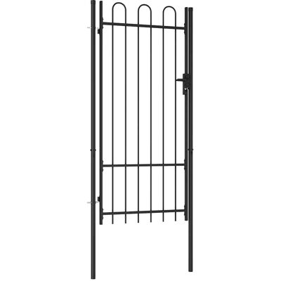 vidaXL Poort voor tuin met enkele deur staal 1x2 m zwart - Poort vidaXL Poort voor tuin met enkele deur staal 1x2 m zwart - Poort