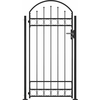 vidaXL Zauntor mit Bögen oben und 2 Pfosten 105x204cm Schwarz Eingangstor vidaXL Zauntor mit Bögen oben und 2 Pfosten 105x204cm Schwarz Eingangstor