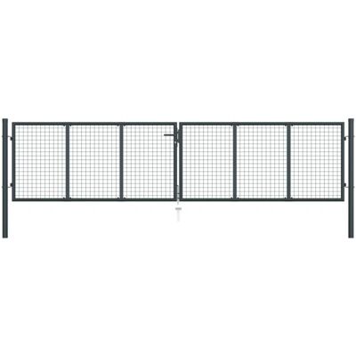 vidaXL Porta da Giardino a Rete Acciaio Galvanizzato 400x150 cm Grigia - Porta Giardino vidaXL Porta da Giardino a Rete Acciaio Galvanizzato 400x150 cm Grigia - Porta Giardino