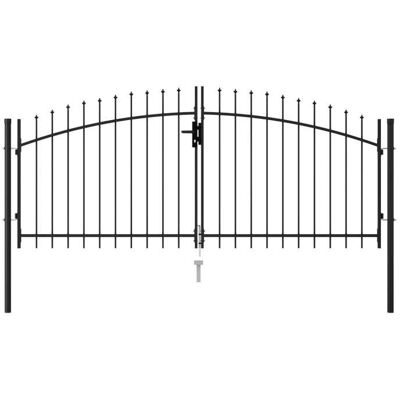 vidaXL Doppelte Stahlzauntür - Spike Top, Schwarz, 3x1.25m - Zauntor vidaXL Doppelte Stahlzauntür - Spike Top, Schwarz, 3x1.25m - Zauntor