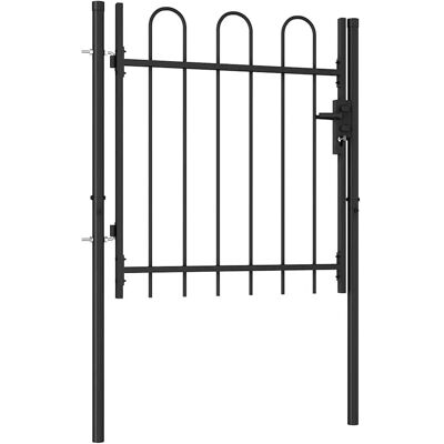 vidaXL Portail en acier avec dessus arqué 1x1m noir - Barrière jardin vidaXL Portail en acier avec dessus arqué 1x1m noir - Barrière jardin