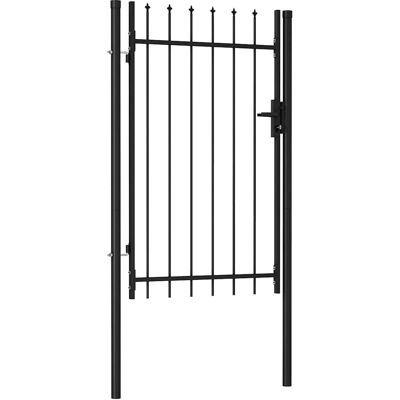 Portail de clôture avec porte simple en acier noir avec pointes - Portail de clôture Portail de clôture avec porte simple en acier noir avec pointes - Portail de clôture