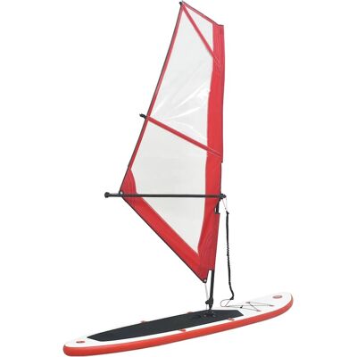 vidaXL Aufblasbares Paddleboard mit Segelset - Rot & Weiß - Stand Up Paddleboard vidaXL Aufblasbares Paddleboard mit Segelset - Rot & Weiß - Stand Up Paddleboard