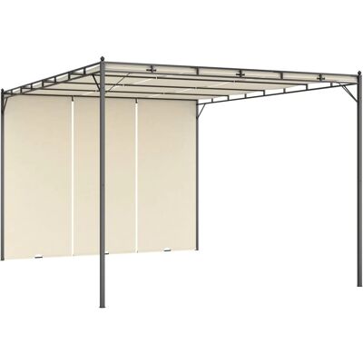 vidaXL Garten Pavillon mit Seitengardine 4x3x2.25 m Creme - Garten Pavillon vidaXL Garten Pavillon mit Seitengardine 4x3x2.25 m Creme - Garten Pavillon