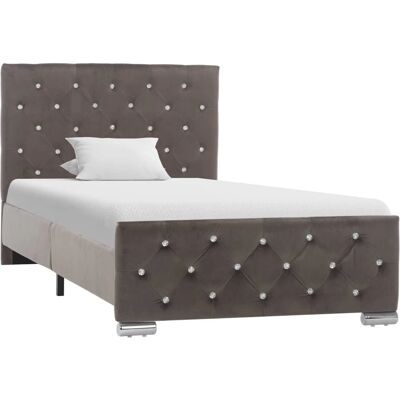 VidaXL Bettgestell - Klassisches Grau Samt 90x200 cm - Bett VidaXL Bettgestell - Klassisches Grau Samt 90x200 cm - Bett