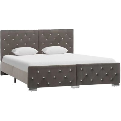 vidaXL Bettgestell - Grau Samt 140x200 cm - Bettgestell vidaXL Bettgestell - Grau Samt 140x200 cm - Bettgestell