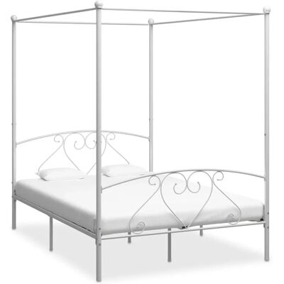 vidaXL Witte Metalen Hemelbed - Bedframe vidaXL Witte Metalen Hemelbed - Bedframe