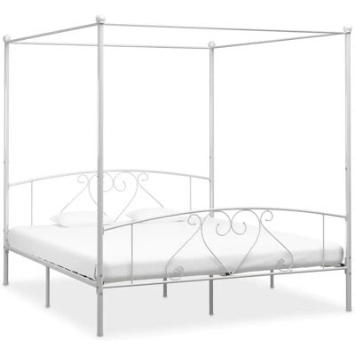 vidaXL Bettrahmen Weißes Metall Himmelbett 180x200 cm - Schlafzimmermöbel vidaXL Bettrahmen Weißes Metall Himmelbett 180x200 cm - Schlafzimmermöbel