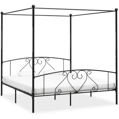 Struttura letto con baldacchino in metallo nero vidaXL - Super King - Arredamento camera Struttura letto con baldacchino in metallo nero vidaXL - Super King - Arredamento camera