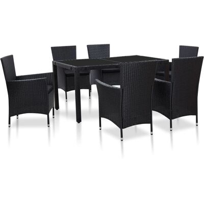 Maisonchic Set da pranzo da giardino - 7 pezzi nero Maisonchic Set da pranzo da giardino - 7 pezzi nero