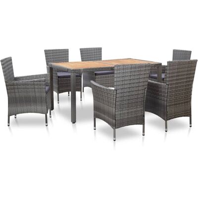 Maisonchic - Set da pranzo da giardino 7 pezzi, Grigio Maisonchic - Set da pranzo da giardino 7 pezzi, Grigio