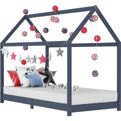 vidaXL Kinderbedframe Grijs Massief dennenhout 90x200cm - Kinderbed vidaXL Kinderbedframe Grijs Massief dennenhout 90x200cm - Kinderbed