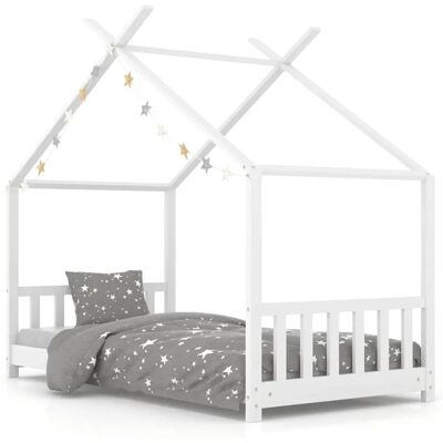 vidaXL Kids Bed Frame White Solid Pine Wood 70x140 cm - Kids Bed Type vidaXL Kids Bed Frame White Solid Pine Wood 70x140 cm - Kids Bed Type