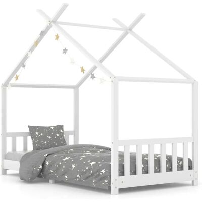vidaXL Kids Bed Frame White Solid Pine Wood 90x200 cm - Kids Bed Frame vidaXL Kids Bed Frame White Solid Pine Wood 90x200 cm - Kids Bed Frame