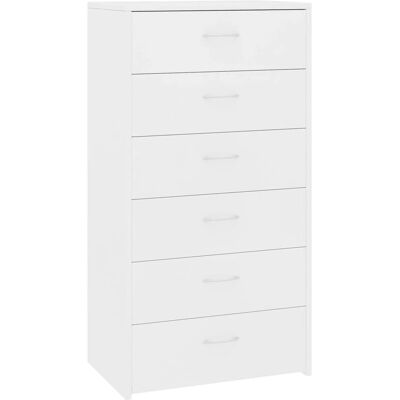 Buffet Blanc avec 6 Tiroirs - 50x34x96 cm - Publicité Buffet Blanc avec 6 Tiroirs - 50x34x96 cm - Publicité