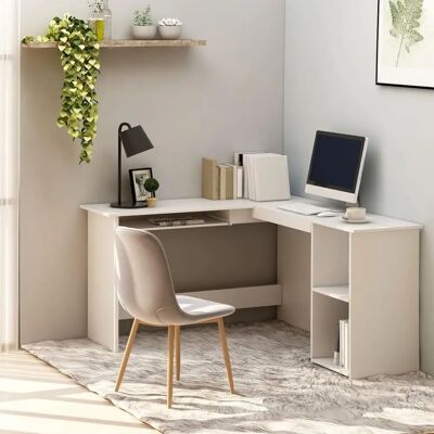 vidaXL Weiße L-förmige Eckschreibtisch 120x140x75 cm Holz Büro Computertisch vidaXL Weiße L-förmige Eckschreibtisch 120x140x75 cm Holz Büro Computertisch