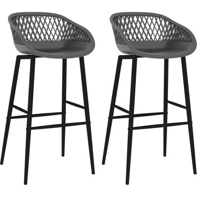 vidaXL Bar Chairs 2 pcs Grey - Bar Chairs vidaXL Bar Chairs 2 pcs Grey - Bar Chairs