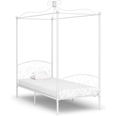 vidaXL Witte metalen hemelbedframe - Elegant klassiek ontwerp - 90x200cm vidaXL Witte metalen hemelbedframe - Elegant klassiek ontwerp - 90x200cm