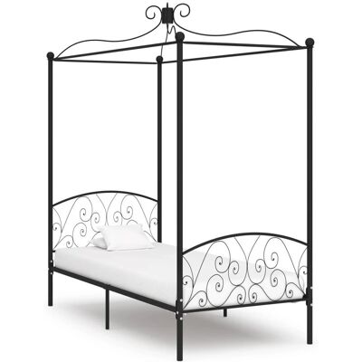 vidaXL Schwarzes Metall-Baldachin-Bettgestell 90x200 cm - Bettgestell vidaXL Schwarzes Metall-Baldachin-Bettgestell 90x200 cm - Bettgestell