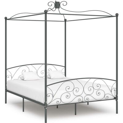 vidaXL Graues Metall-Kopfbild Bettgestell - Elegantes Klassisches Design vidaXL Graues Metall-Kopfbild Bettgestell - Elegantes Klassisches Design