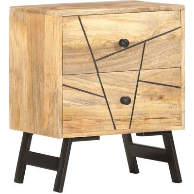 vidaXL Mueble de noche de mango marrón y negro - Mesilla vidaXL Mueble de noche de mango marrón y negro - Mesilla