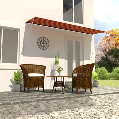 vidaXL Einziehbare Markise 150×150 Cm Orange und Braun - Markisen vidaXL Einziehbare Markise 150×150 Cm Orange und Braun - Markisen