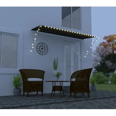 vidaXL Einziehbare Markise mit LED - 350x150 cm - Wetterfest vidaXL Einziehbare Markise mit LED - 350x150 cm - Wetterfest