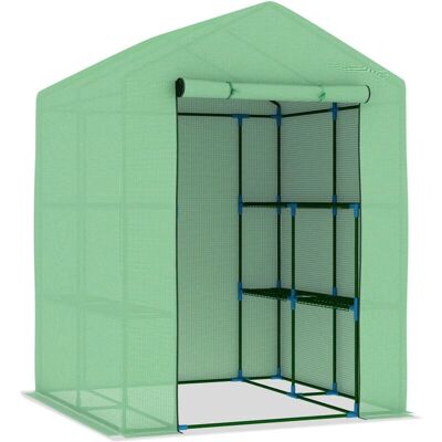 Serre avec étagères en acier vidaXL 143x143x195cm Maison tomate - Vert Serre avec étagères en acier vidaXL 143x143x195cm Maison tomate - Vert