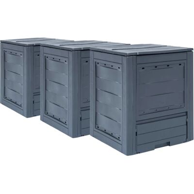 vidaXL Gartencomposter 3 st. grau 60 x 60 x 73 cm - Gartencomposter vidaXL Gartencomposter 3 st. grau 60 x 60 x 73 cm - Gartencomposter