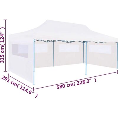 Carpa plegable de acero blanca de 3x6 m de vidaXL con paredes laterales Carpa plegable de acero blanca de 3x6 m de vidaXL con paredes laterales