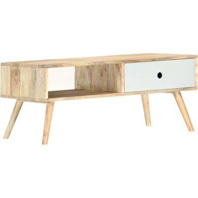 vidaXL Mesa de café de madera de mango maciza - 90x50x40 cm - Mesa de café, final, lado vidaXL Mesa de café de madera de mango maciza - 90x50x40 cm - Mesa de café, final, lado