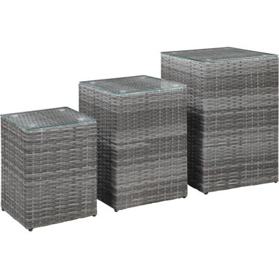vidaXL 46985 Ensemble de 3 Tables d'Appoint en Poly Rattan Gris - Table d'Appoint - Publicité vidaXL 46985 Ensemble de 3 Tables d'Appoint en Poly Rattan Gris - Table d'Appoint - Publicité
