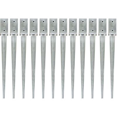 vidaXL Grondpinnen 12 stuks Zilver 7x7x75 cm Gegalvaniseerd Staal - Grondpinnen vidaXL Grondpinnen 12 stuks Zilver 7x7x75 cm Gegalvaniseerd Staal - Grondpinnen