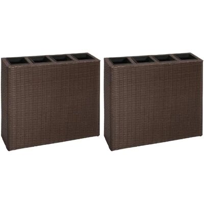 vidaXL Gartenhochbeet mit 4 Töpfen 2 Stück Poly Rattan Braun - Gartenhochbeet vidaXL Gartenhochbeet mit 4 Töpfen 2 Stück Poly Rattan Braun - Gartenhochbeet