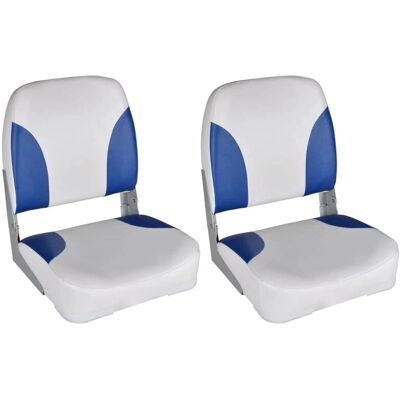 Sièges de bateau vidaXL 2 pièces. Dossier pliable avec coussin bleu-blanc - Pièces de bateau Sièges de bateau vidaXL 2 pièces. Dossier pliable avec coussin bleu-blanc - Pièces de bateau