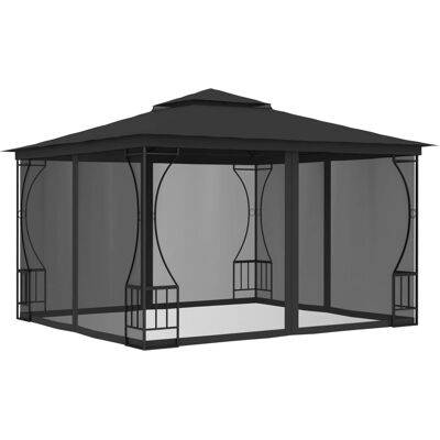 vidaXL Pavillon mit Netzen 300cm Anthrazit Outdoor Sonnenschutz Partyzelt vidaXL Pavillon mit Netzen 300cm Anthrazit Outdoor Sonnenschutz Partyzelt