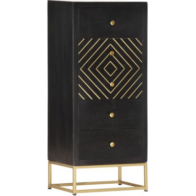 Maisonchic Commode en Bois de Mangue - Noir & Or - 45x30x105 cm - Publicité Maisonchic Commode en Bois de Mangue - Noir & Or - 45x30x105 cm - Publicité