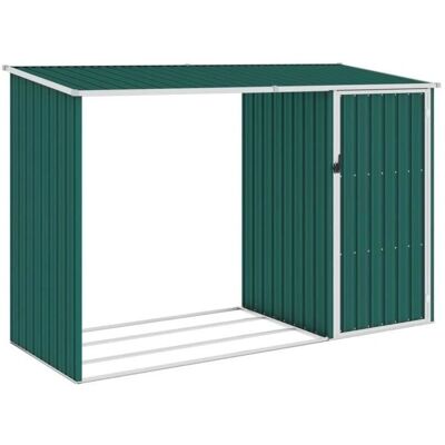 Abri à bois vert en acier galvanisé vidaXL - Rangement extérieur - Publicité Abri à bois vert en acier galvanisé vidaXL - Rangement extérieur - Publicité