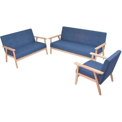 VidaXL Modèle Canapé Bleu - Ensemble 3 Pièces Confortable - Publicité VidaXL Modèle Canapé Bleu - Ensemble 3 Pièces Confortable - Publicité