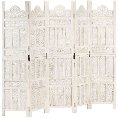 Divisor de habitaciones de madera de mango maciza tallada a mano 200cm blanco Divisor de habitaciones de madera de mango maciza tallada a mano 200cm blanco