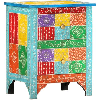 vidaXL Mesita de Noche - Madera de Mango Pintada a Mano 2 Cajones - 40x30x50 cm vidaXL Mesita de Noche - Madera de Mango Pintada a Mano 2 Cajones - 40x30x50 cm