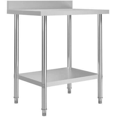 vidaXL Edelstahl Küchenarbeits Tisch mit Spritzschutz - Küchenarbeits Tisch vidaXL Edelstahl Küchenarbeits Tisch mit Spritzschutz - Küchenarbeits Tisch
