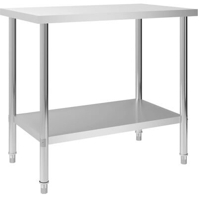 vidaXL Mesa de trabajo para cocina 100x60x85cm Acero inoxidable - Mesa de trabajo vidaXL Mesa de trabajo para cocina 100x60x85cm Acero inoxidable - Mesa de trabajo