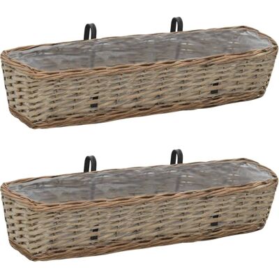 vidaXL Cassette per balcone 2 pezzi Salice Marrone 80x20x15 cm - Cassette per fiori vidaXL Cassette per balcone 2 pezzi Salice Marrone 80x20x15 cm - Cassette per fiori