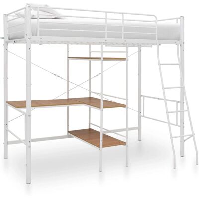 vidaXL Wit Metaal Bunk Bed met Tafel - Bed Frame vidaXL Wit Metaal Bunk Bed met Tafel - Bed Frame