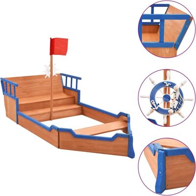 vidaXL Sandkasse Piratskib 190x94,5x136cm vidaXL Sandkasse Piratskib 190x94,5x136cm